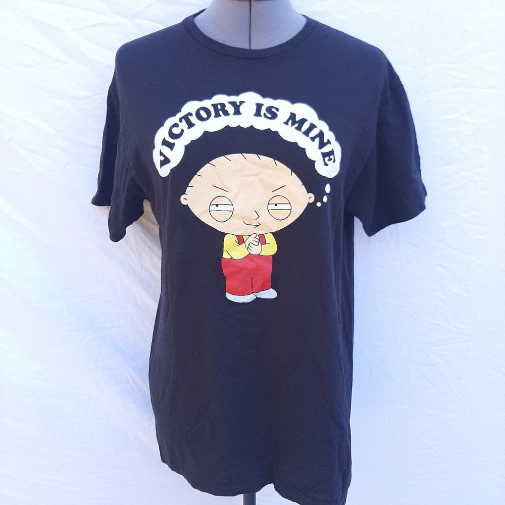 Family Guy Shirt Mens Large Black Stewie Victory Is Mine Cotton Cartoon Adult M